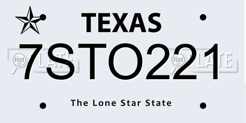 7STO221 Texas License Plate
