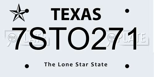 7STO271 Texas License Plate
