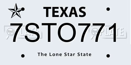7STO771 Texas License Plate