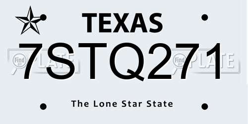 7STQ271 Texas License Plate