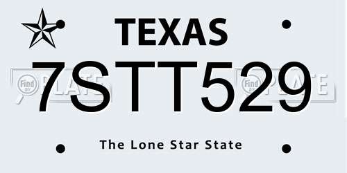 7STT529 Texas License Plate