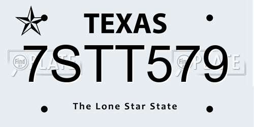 7STT579 Texas License Plate