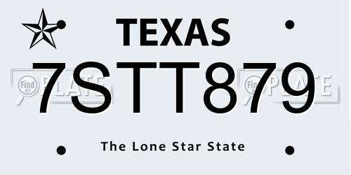 7STT879 Texas License Plate