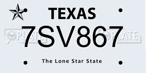7SV867 Texas License Plate
