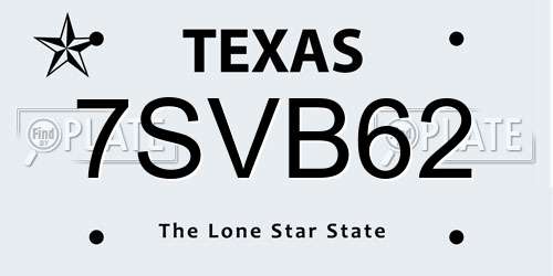 7SVB62 Texas License Plate