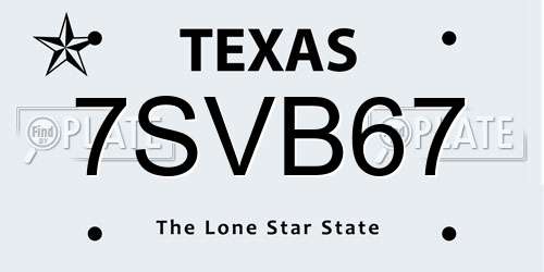 7SVB67 Texas License Plate