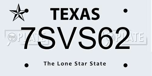 7SVS62 Texas License Plate