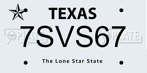 7SVS67 Texas License Plate