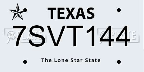 7SVT144 Texas License Plate