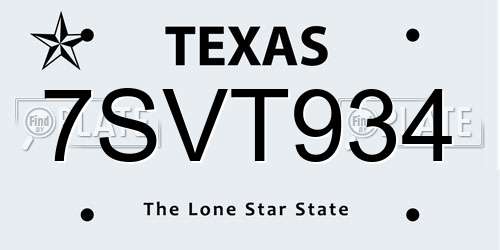 7SVT934 Texas License Plate