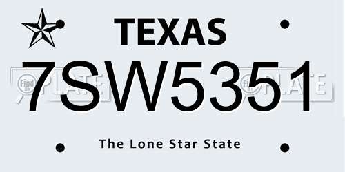 7SW5351 Texas License Plate