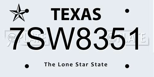 7SW8351 Texas License Plate