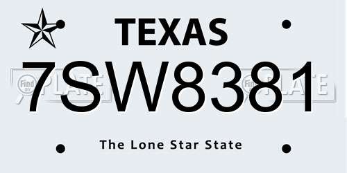 7SW8381 Texas License Plate