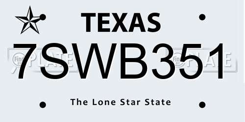 7SWB351 Texas License Plate