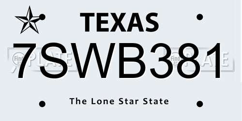 7SWB381 Texas License Plate