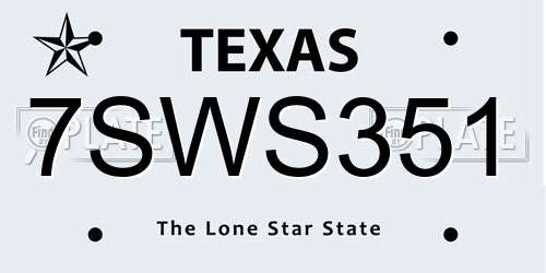 7SWS351 Texas License Plate