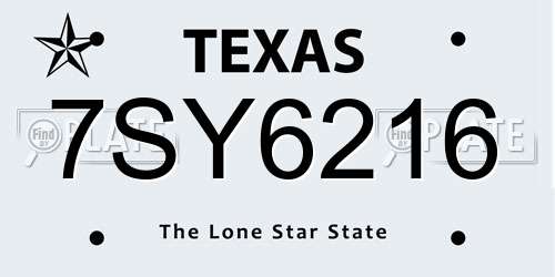 7SY6216 Texas License Plate