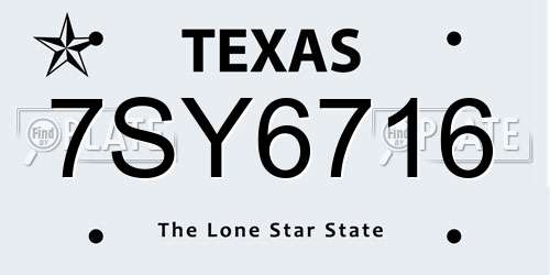 7SY6716 Texas License Plate