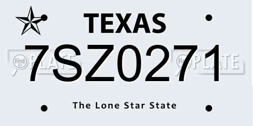 7SZ0271 Texas License Plate