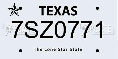7SZ0771 Texas License Plate