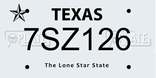 7SZ126 Texas License Plate