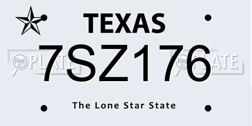 7SZ176 Texas License Plate