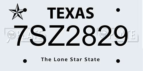 7SZ2829 Texas License Plate