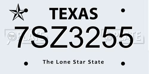 7SZ3255 Texas License Plate