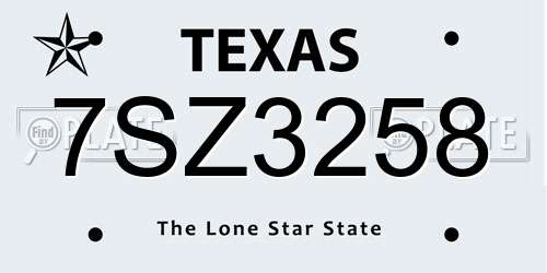 7SZ3258 Texas License Plate