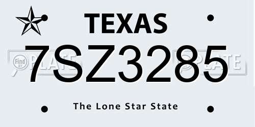 7SZ3285 Texas License Plate