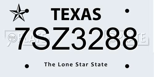 7SZ3288 Texas License Plate