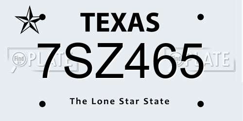 7SZ465 Texas License Plate