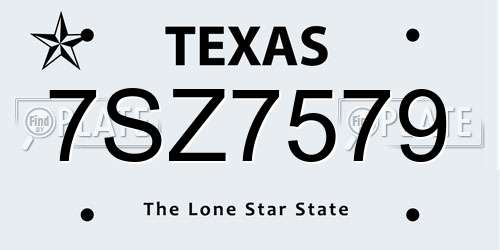 7SZ7579 Texas License Plate