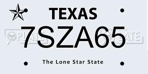 7SZA65 Texas License Plate