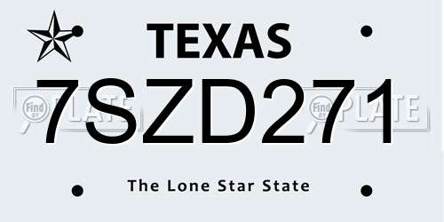 7SZD271 Texas License Plate