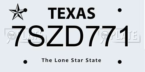 7SZD771 Texas License Plate