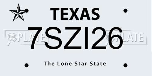 7SZI26 Texas License Plate