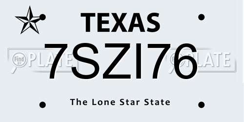 7SZI76 Texas License Plate