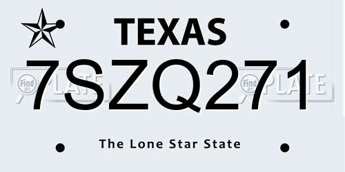 7SZQ271 Texas License Plate