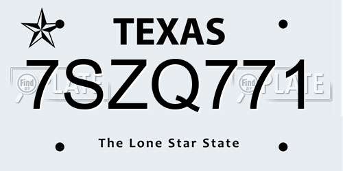 7SZQ771 Texas License Plate
