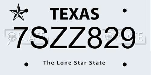 7SZZ829 Texas License Plate