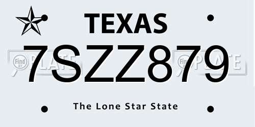 7SZZ879 Texas License Plate