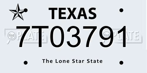 7T03791 Texas License Plate