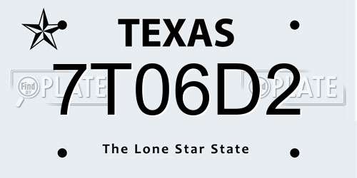 7T06D2 Texas License Plate
