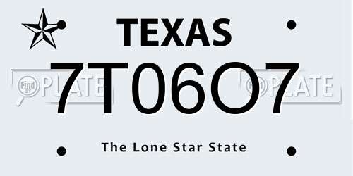 7T06O7 Texas License Plate