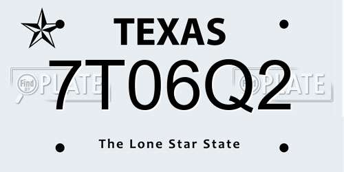 7T06Q2 Texas License Plate