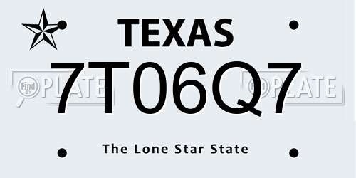 7T06Q7 Texas License Plate