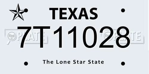 7T11028 Texas License Plate