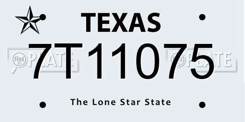 7T11075 Texas License Plate