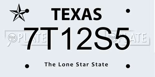 7T12S5 Texas License Plate